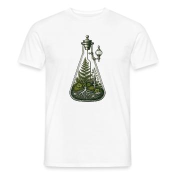 Botanical Beaker Terrarium Science Illustration - Men's T-Shirt - white - Front - AI Model Male 178 dark (178cm)