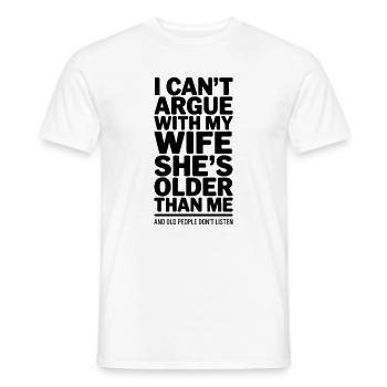 Ich kann meiner Frau nicht widersprechen – lustiges Heiratszitat - Männer T-Shirt - Weiß - Vorne - AI Model Male 178 dark (178cm)