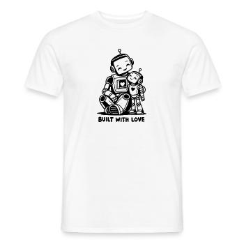 Built with Love – Niedlicher Roboter-Elternteil und Kind - Männer T-Shirt - Weiß - Vorne - AI Model Male 178 dark (178cm)