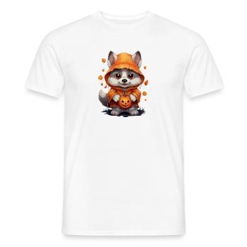 Cute Halloween Wolf with Pumpkin Lanterns - Men's T-Shirt - white - Front - AI Model Male 178 dark (178cm)