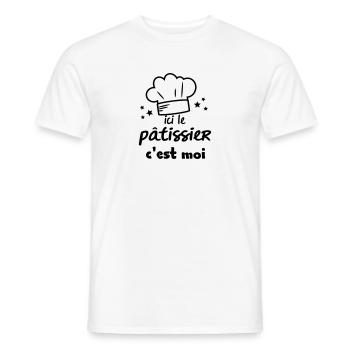le pâtissier sans moustache - T-shirt homme - blanc - Devant - AI Model Male 178 dark (178cm)