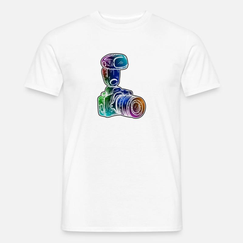Spiegelreflex Kamera mit Blitz - Männer T-Shirt - Weiß
