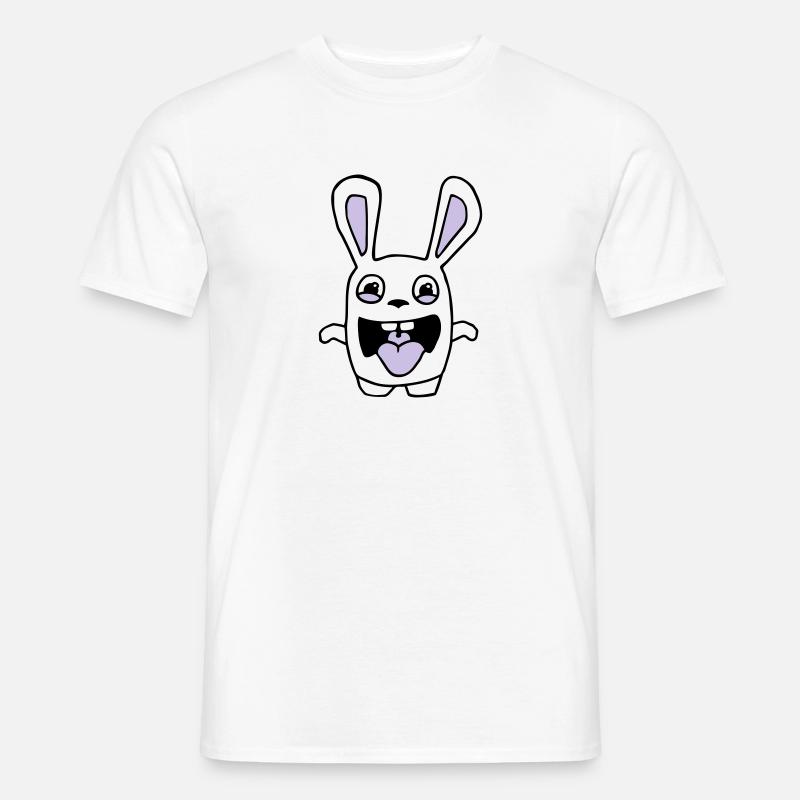 dessin lapin mignon débile style BD cartoon fun - T-shirt homme - blanc