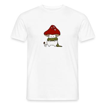 Champignon mignon avec foulard pour l’automne - T-shirt homme - blanc - Devant - AI Model Male 178 dark (178cm)