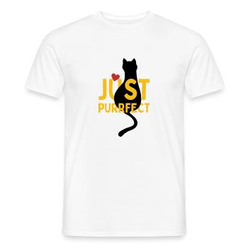 Pfotschafter Design: Just Purrfect chat avec cœur - T-shirt homme - blanc - Devant - AI Model Male 178 dark (178cm)