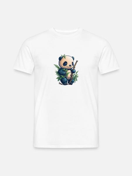 Cute Panda with Bamboo - Männer T-Shirt - Weiß