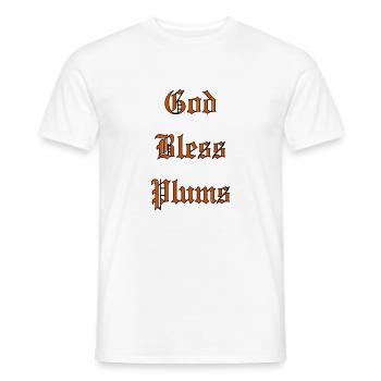 GodBlessPlums - Men's T-Shirt - white - Front - AI Model Male 178 dark (178cm)