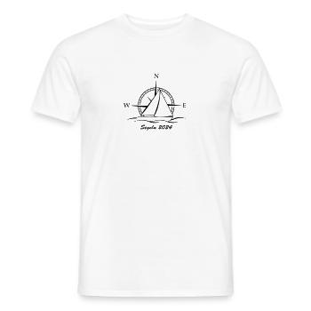 sailboat Kompass 2024 - Männer T-Shirt - Weiß - Vorne - AI Model Male 178 dark (178cm)