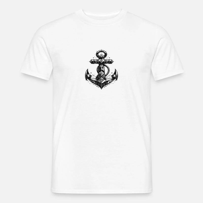 Usædvanligt anker elegant tatovering skitse stil - Mænd T-shirt - hvid