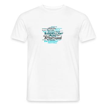Les Mots de Papa : Un Nuage d'Amour en Mots Doux ! - T-shirt homme - blanc - Devant - AI Model Male 178 dark (178cm)