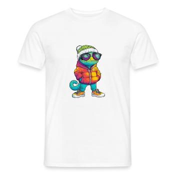 Caméléon Hiver - T-shirt homme - blanc - Devant - AI Model Male 178 dark (178cm)