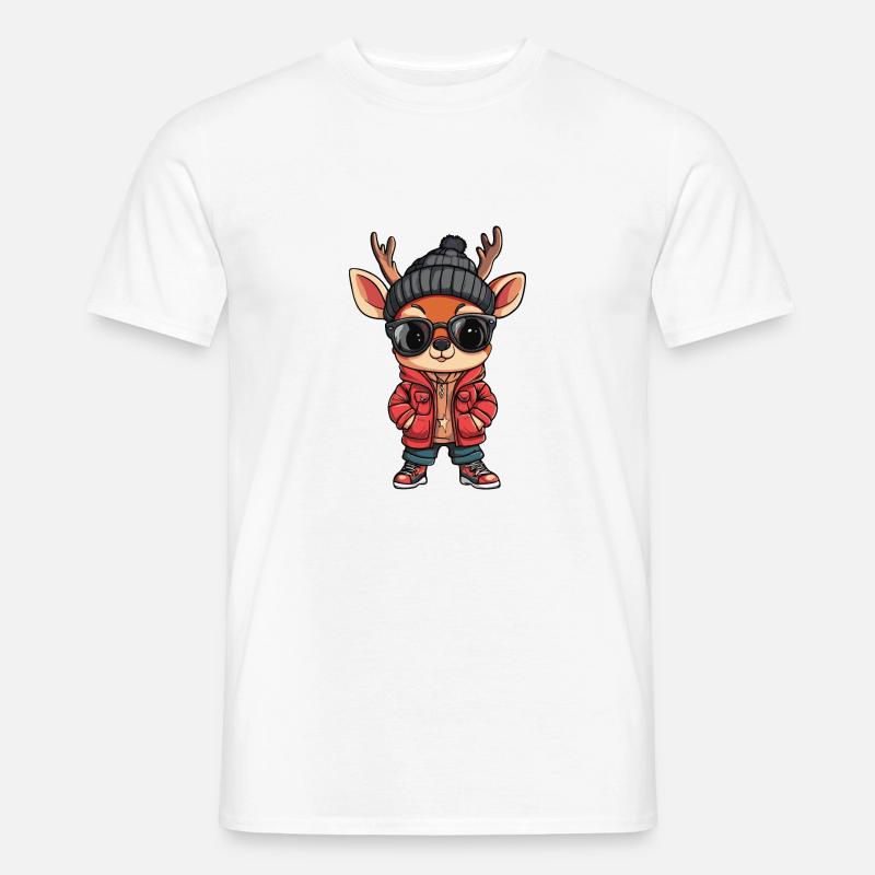 Hirsch Winter Comic - Männer T-Shirt - Weiß