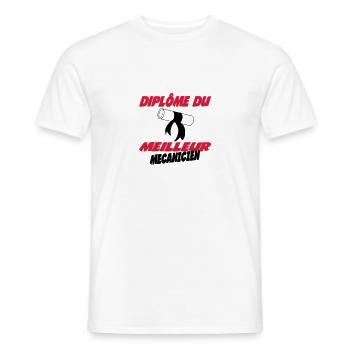 Diplôme du meilleur mecanicien - T-shirt homme - blanc - Devant - AI Model Male 178 dark (178cm)