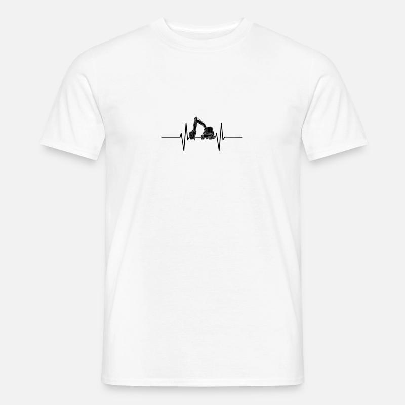 Herzschlag mit Bagger - Männer T-Shirt - Weiß