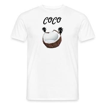 Noix de coco avec inscription Coco et palmiers - T-shirt homme - blanc - Devant - AI Model Male 178 dark (178cm)