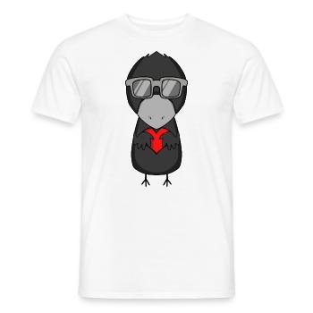 Crow with heart and glasses - Men's T-Shirt - white - Front - AI Model Male 178 dark (178cm)