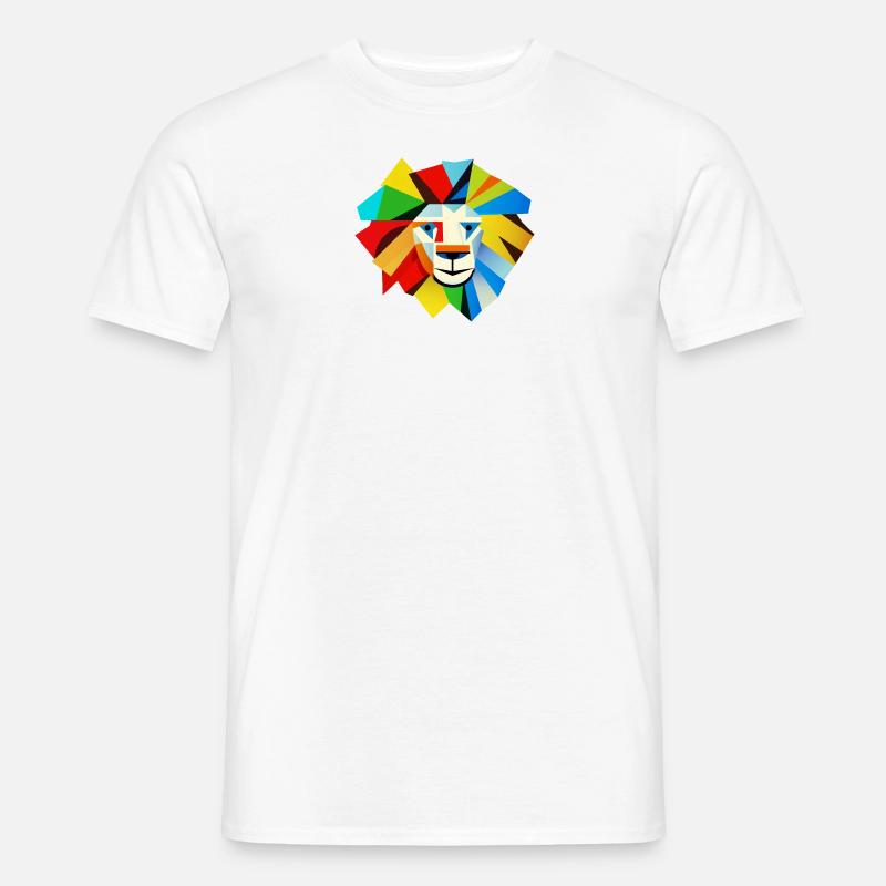 Abstrakter Löwe (Kopf, Bunt) - Männer T-Shirt - Weiß