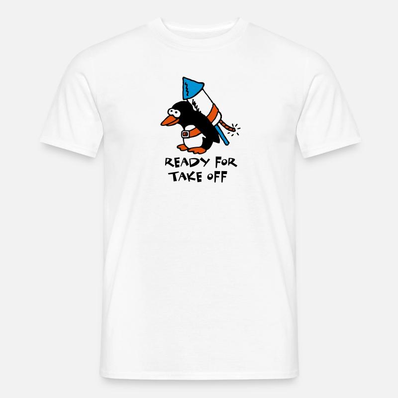 rocket_pinguin_white_c_3c - Männer T-Shirt - Weiß
