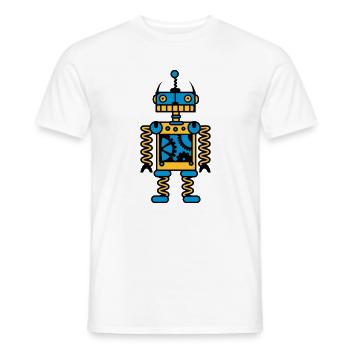 Un robot avec des engrenages - T-shirt homme - blanc - Devant - AI Model Male 178 dark (178cm)