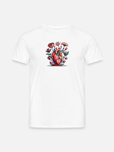 Blumenherz Anatomie Burst - Männer T-Shirt - Weiß