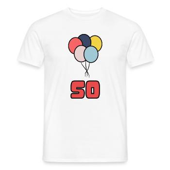 50. 50 YEARS. 50th ANNIVERSARY. 50 YEARS ANNIVERSARY. - Men's T-Shirt - white - Front - AI Model Male 178 dark (178cm)