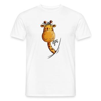Droll Girafe Dessin animé Animal sauvage Zoo Safari animalier - T-shirt homme - blanc - Devant - AI Model Male 178 dark (178cm)