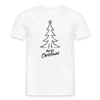 Sapin minimaliste Joyeux Noël - T-shirt homme - blanc - Devant - AI Model Male 178 dark (178cm)