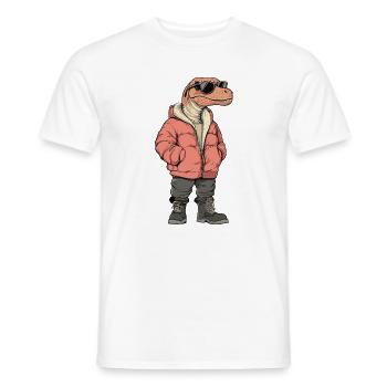 Dinosaur brontosaurus Cool Winter - Men's T-Shirt - white - Front - AI Model Male 178 dark (178cm)