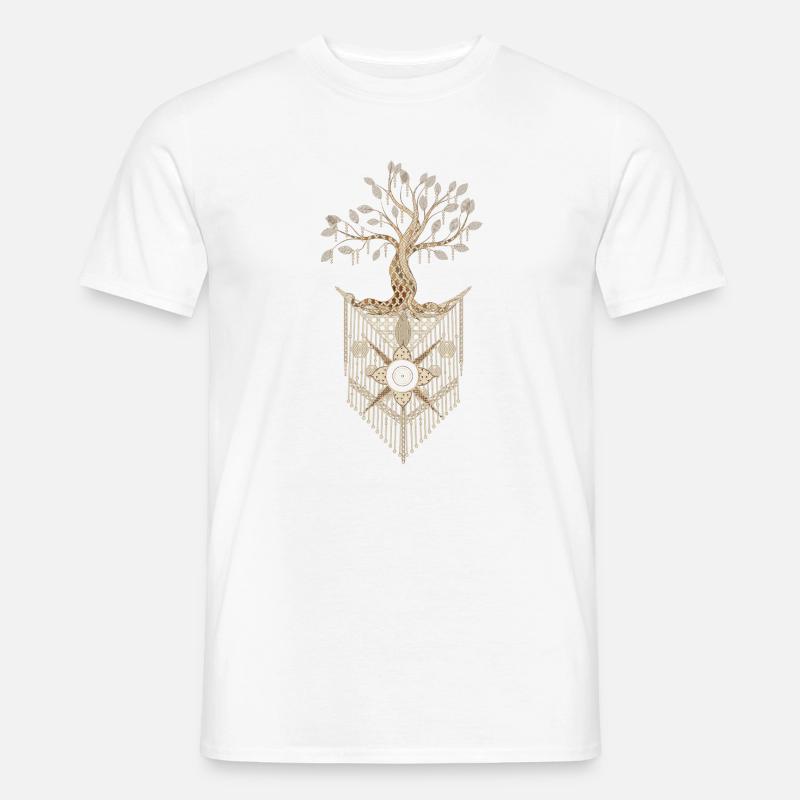 Makramee-Baum des Lebens im kunstvollen Design - Männer T-Shirt - Weiß