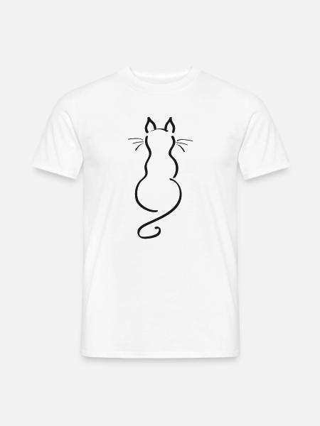 Katze Minimalistisch Linie Rücken schlicht - Männer T-Shirt - Weiß