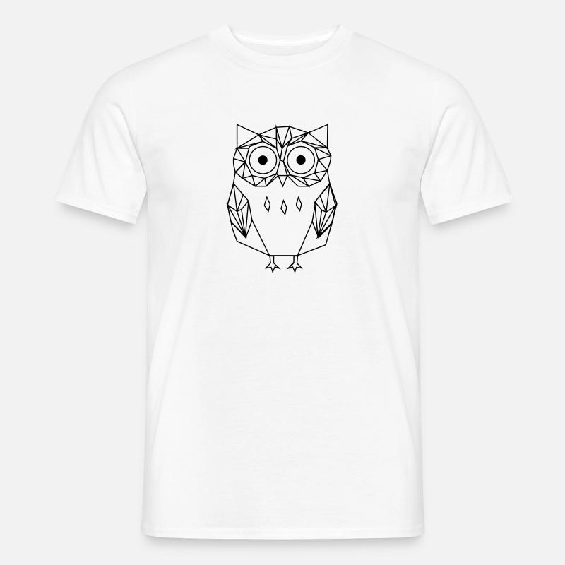 Linie gezeichnete schwarz-weiße Eule - Männer T-Shirt - Weiß