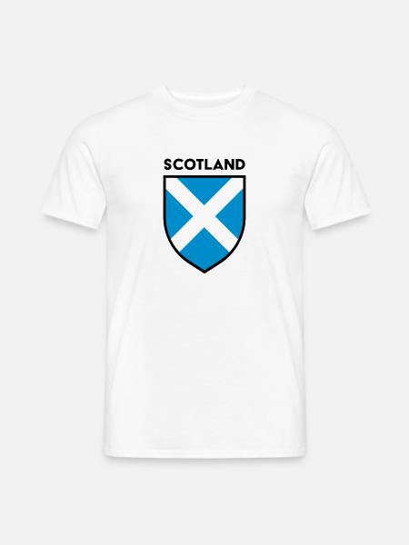 Schottland Saltire Flag Shield (schwarze Kontur) - Männer T-Shirt - Weiß