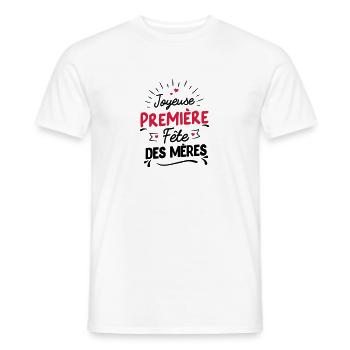 Joyeuse première fête des mères - T-shirt homme - blanc - Devant - AI Model Male 178 dark (178cm)