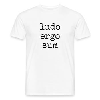ludo ergo sum - ich spiele also bin ich - Spruch - Männer T-Shirt - Weiß - Vorne - AI Model Male 178 dark (178cm)