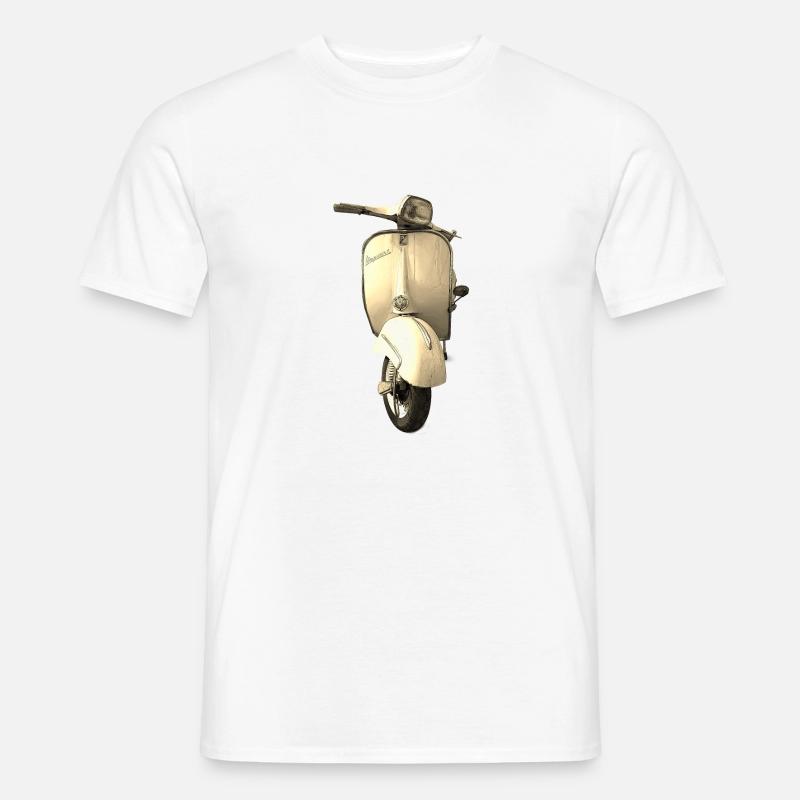 Cremefarbener Retro-Roller - Männer T-Shirt - Weiß