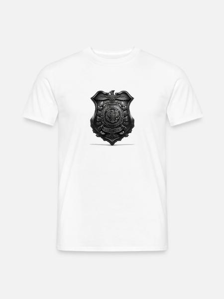 Schwarze Polizeiabzeichen-Silhouette - Männer T-Shirt - Weiß
