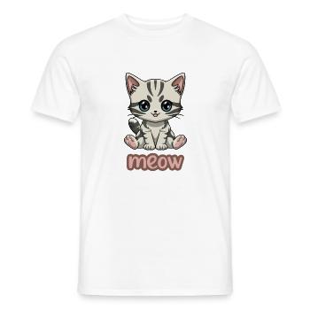 Sassy Kitten Meow - Adorable Feline Fun Tee - Men's T-Shirt - white - Front - AI Model Male 178 dark (178cm)