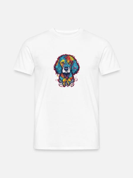 Bunter Hippie Hund desgin - Männer T-Shirt - Weiß