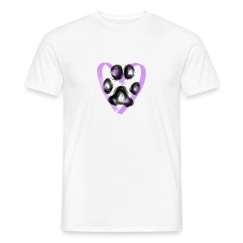 Paw print with heart, purple - Men's T-Shirt - white - Front - AI Model Male 178 dark (178cm)