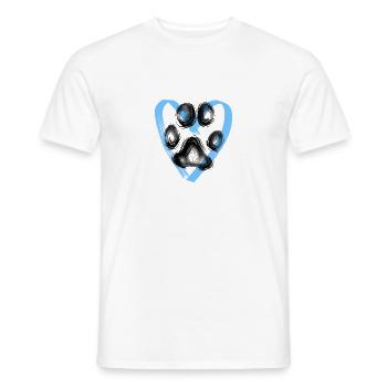 Paw print with heart, blue - Men's T-Shirt - white - Front - AI Model Male 178 dark (178cm)