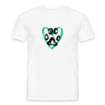 Paw print with heart, turquoise - Men's T-Shirt - white - Front - AI Model Male 178 dark (178cm)