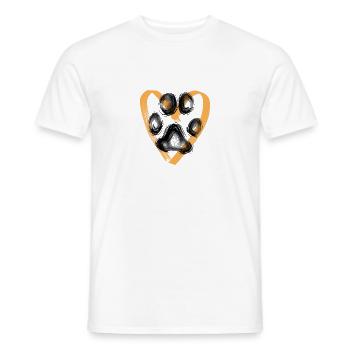 Paw print with heart, orange - Men's T-Shirt - white - Front - AI Model Male 178 dark (178cm)