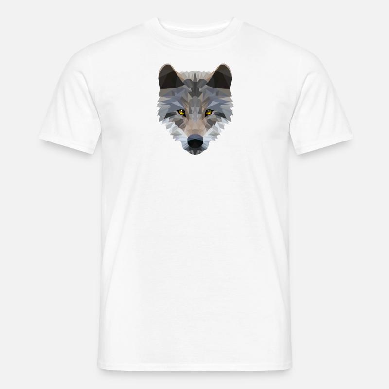 Wolfkopf -Low Poly Art. - Männer T-Shirt - Weiß