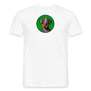 Dackel Design Grafik Motiv in grünem Kreis - Männer T-Shirt - Weiß - Vorne - AI Model Male 178 dark (178cm)