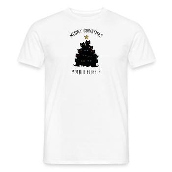 Meowy Arbre de Noël Mère Fluffer Cat Catmas - T-shirt homme - blanc - Devant - AI Model Male 178 dark (178cm)