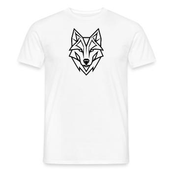 Logo de loup sauvage, tête de loup, géométrique - T-shirt homme - blanc - Devant - AI Model Male 178 dark (178cm)