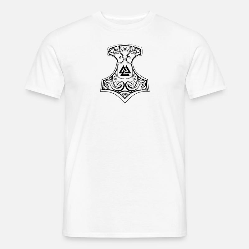 Thors Hammer - Mjölnir mit Valknut - Männer T-Shirt - Weiß