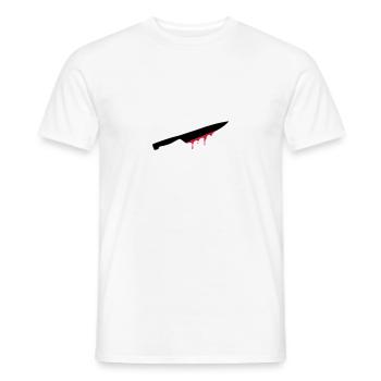 knives, swords, blood, injury, cut, splatter, cook - Men's T-Shirt - white - Front - AI Model Male 178 dark (178cm)