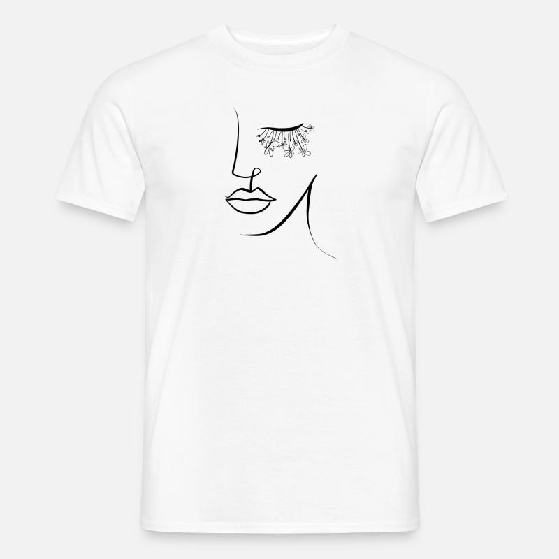 Faccia da disegno floreale - T-shirt uomo - bianco