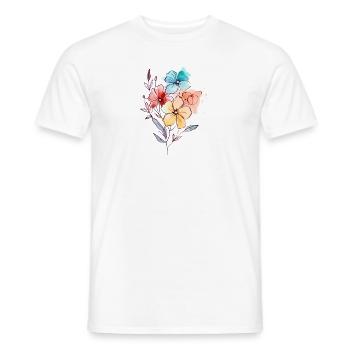 Blumen Wildblumen Wasserfarben pastell - Männer T-Shirt - Weiß - Vorne - AI Model Male 178 dark (178cm)